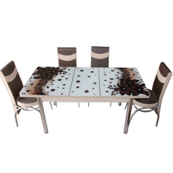 Set Masa Extensibila cu 4 scaune,Elt 060,Maro flori,masa ext.170x80cm