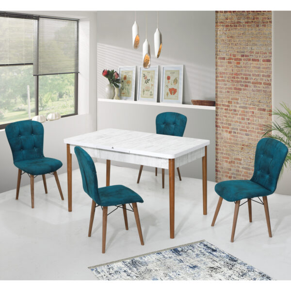 Set Masa Extensibila cu 4 scaune,Elegant turcuaz