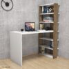 Masa Pc Master alb cu nuc cu bibloteca