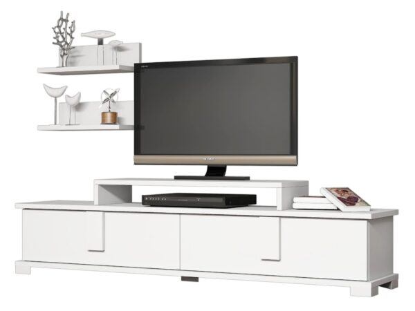 Set comoda TV si corp cu rafturi Noella Alb Set comoda TV si corp cu rafturi Noella Alb
