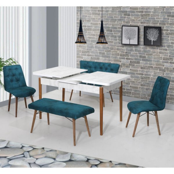 Set Masa Extensibila cu scaune si set de bancheta Elit turcuaz