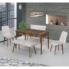 Set Masa Extensibila Elit Modella, crem cu 2 scaune si 2 banchete 170x80cm