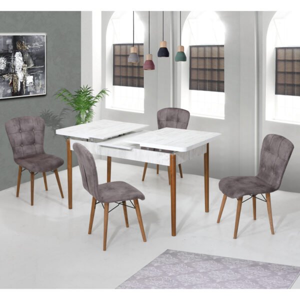 Set Masa Extensibila cu 4 scaune, Elegant gri,masa ext.170x80cm