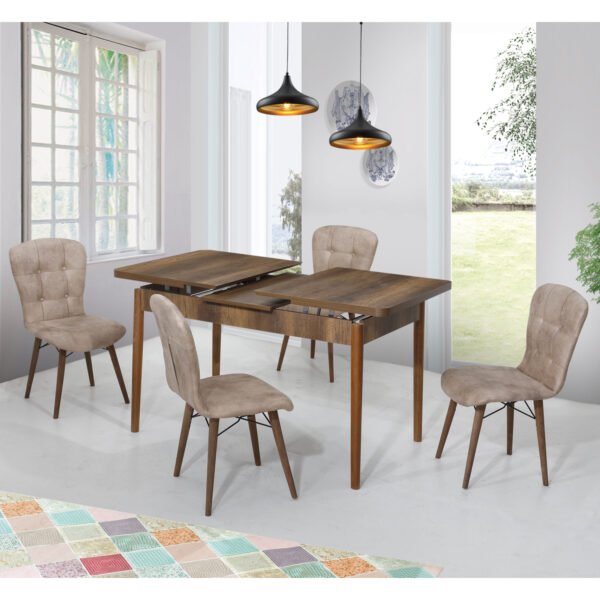 Set Masa Extensibila Elegant bej, cu 4 scaune, masa ext.170x80cm