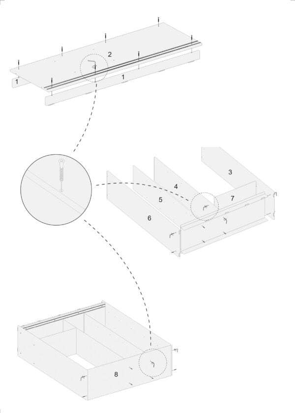 Dulap Zambak Modela cu usi glisante stejar/negru1800 x 1600 x 530 mm
