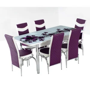 Set masa+6 scaune Purple Hollywood, alb/mov