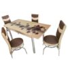 Set masa blat sticla+6 scaune Star maro piele eco