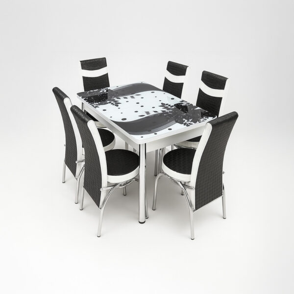 Set Masa extensibila 6 pers blat sticla securizata