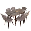Set masa Natur MDF picioare lemn +4 scaune