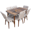Set masa Natur MDF picioare lemn +6 scaune