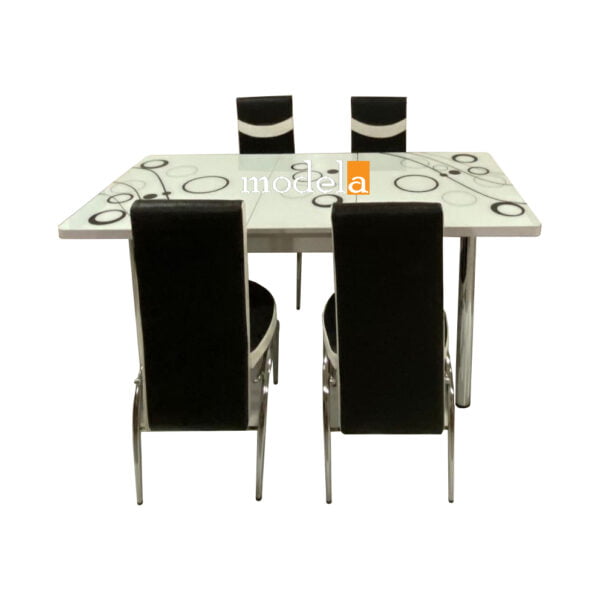 Set Masa extensibila cu 4 scaune BUBBLE alba / 170x80x70 cm