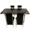 Set Masa extensibila cu 4 scaune BUBBLE pentru bucatarie negru, 170x80x70 cm, blat sticla securizata, scaune piele eco