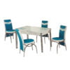Set Masa Extensibila cu 4 scaune,turquaz masa extensibila.170x80cm