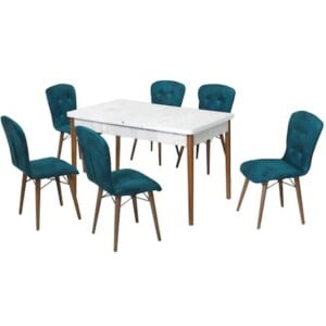 set-masa-extensibila-elegant-cu-6-scaune-turcoise