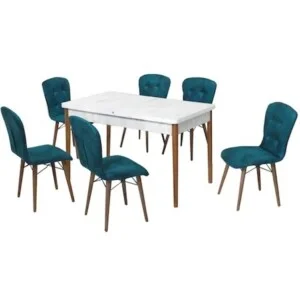 set-masa-extensibila-elegant-cu-6-scaune-turcoise