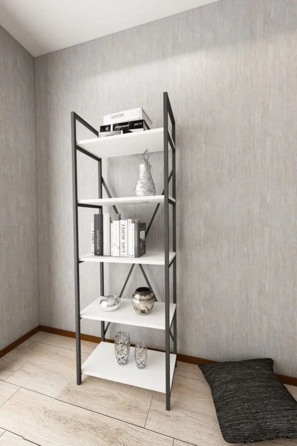 Bibliotecă Bahar 5 rafturi - alb Bibliotecă Bahar 5 rafturi - alb