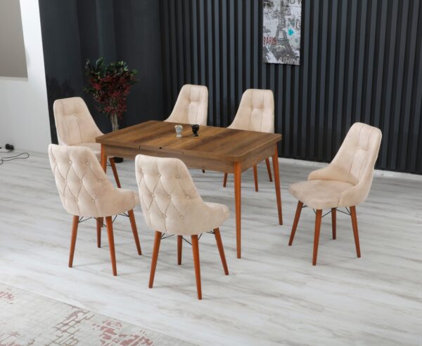 set-masa-extensibila-cu-6-scaune-amazon-modella-bej