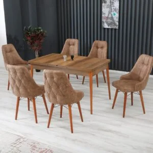 set-masa-extensibila-cu-6-scaune-amazon-modella-maro