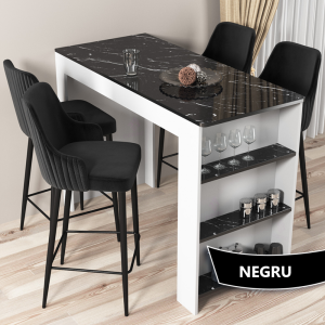 Set Masa Bar cu 4 scaune , Modella Talex Negru ®️