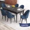 Set Masa Extensibila cu 6 scaune, Modella Elf Albastru cu masa negru ®️