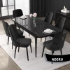 Set Masa Extensibila cu 6 scaune, Modella Nex negru cu masa neagra ®️
