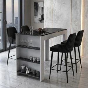 Set Masa Bar cu 4 Scaune Modella Talex Negru