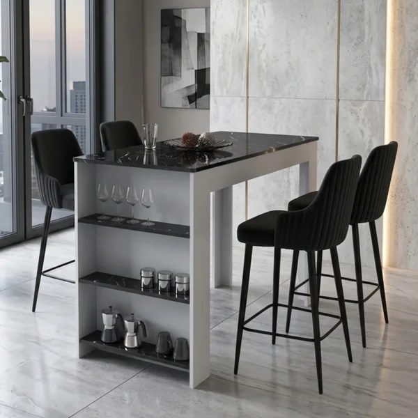 Set Masa Bar cu 4 Scaune Modella Talex Negru