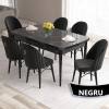 Set Masa Extensibila cu 6 scaune, Modella Elf negru cu masa negru ®️