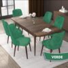 Set Masa Extensibila cu 6 scaune, Modella Nex verde cu masa nuc ®️