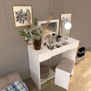 Set Masa machiaj cu oglinda Sherezada + taburet cadou