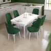 Set Masa Extensibila cu 6 scaune, Modella Nex verde cu masa alba