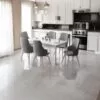 Set Masa Modella Vela alba cu 6 scaune gri ®️