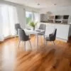 Set Masa Modella Vela alba  cu 4 scaune gri ®️
