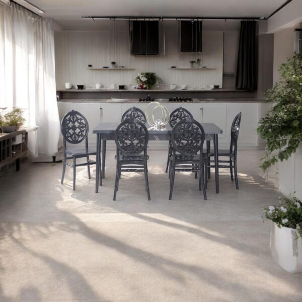 Set Masa Modella Venus  neagra cu 6 scaune negru®️