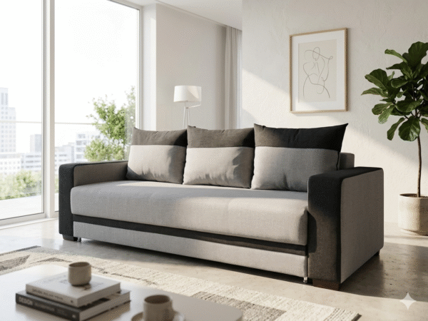 Canapea extensibila Modella Lotus Gri Negru