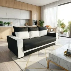 Canapea extensibila Modella Lotus Negru-alb