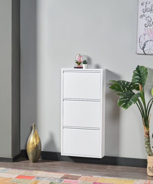 Metalux Pantofar cu 3 uşi alb