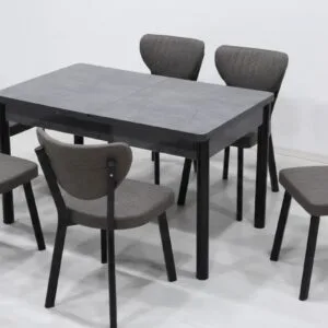 Set Masa extensibila Luna Modella cu 6 scaune gri cu Masa Gri