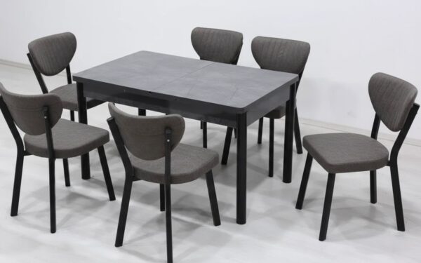 Set Masa extensibila Luna Modella cu 6 scaune gri cu Masa Gri