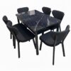 Set Masa Extensibila Luna Modella cu 6 Scaune Negru Cu Masa Negru Marmura