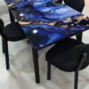 Set Masa extensibila Luna Modella cu 6 scaune negru cu masa albastru auriu  , 170x80x70 cm