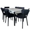 Set Masa extensibila Luna Modella cu 6 scaune negru cu masa alba  , 170x80x70 cm