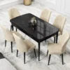 Set Masa Extensibila Neagra cu 6 scaune Eva Modella Crem