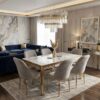 Set masa Modela Gold Crem auriu cu 6 scaune Crem ®️