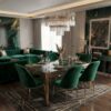 Set masa Modela Gold Verde auriu cu 6 scaune Verde ®️