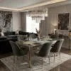 Set masa Extensibila Modela Gold Gri auriu cu 6 scaune Gri ®️