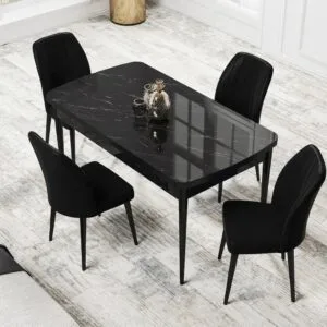 Set Masa Eva Modella Neagra cu 4 scaune Negru