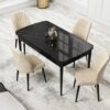 Set Masa Eva Modella Neagra cu 4 scaune Crem
