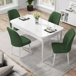 Set Masa Eva Modella Alba cu 4 scaune Verde
