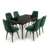 Set masa extensibilă Leon Modella Neagra cu 6 scaune Verde
